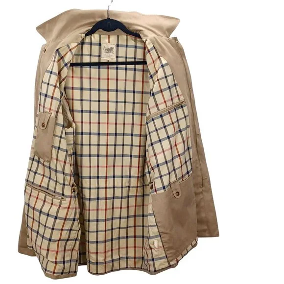 VTG Brooks Brothers Mens Med Classic Car Coat Chore Jacket Khaki/Plaid Hong Kong - Picture 4 of 13